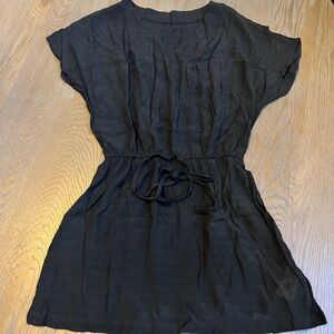 Cupshe Black Textured Mini Elastic Waist Drawstring Coverup small